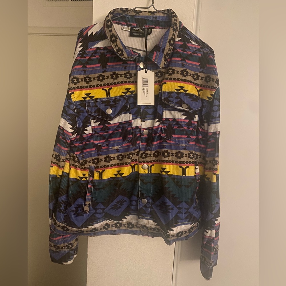 WESC Unisex Cord Jacket Trucker Blanket AOP Size Mens S / Women’s M / NWT